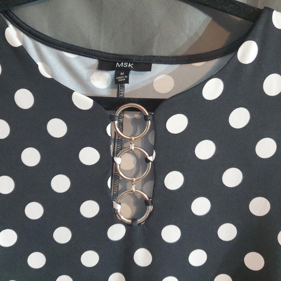 MSK Black and White Polka Dot Dress with Ring Detail - Picture 4 of 10